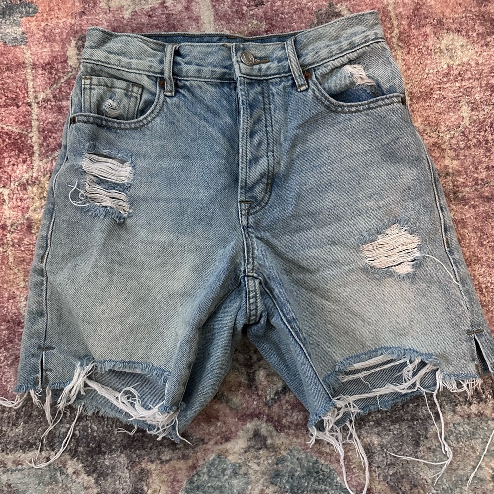 Pacsun High Rise Boy Shirt Light Wash Distressed 100% Cotton Size 23